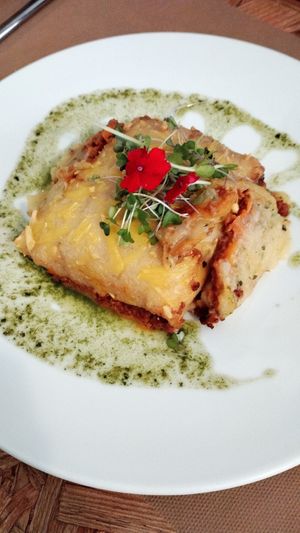 Pastís de patata at El Vergel Veggie Restaurant in Tarragona