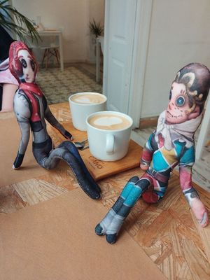 Café con leche de avena at El Vergel Veggie Restaurant in Tarragona