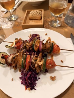 Earth Style Satay Skewers  at El Vergel Veggie Restaurant in Tarragona