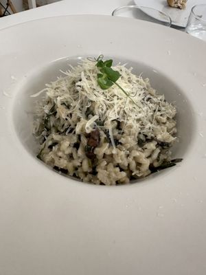 Risotto de setas y espinacas con parmesano  at El Vergel Veggie Restaurant in Tarragona