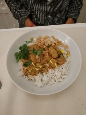 Rice with peanut sauce at El Vergel Veggie Restaurant in Tarragona