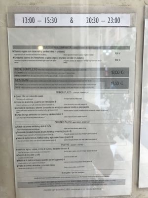 Menu at El Vergel Veggie Restaurant in Tarragona