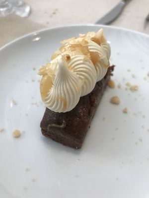 Chocolate tart desert  at El Vergel Veggie Restaurant in Tarragona