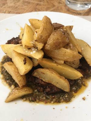 Very good potatoes with seitan  at El Vergel Veggie Restaurant in Tarragona