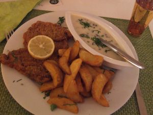 Wiener Schnitzel with peppersauce at Past & Future in Cologne