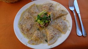 butternut squash ravioli at La Hierba Luisa Cocina de la Huerta in Gran Canaria