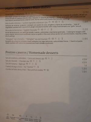 Menu at La Hierba Luisa Cocina de la Huerta in Gran Canaria