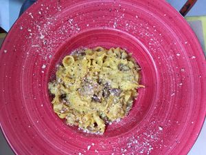 Carbonara  at La Hierba Luisa Cocina de la Huerta in Gran Canaria