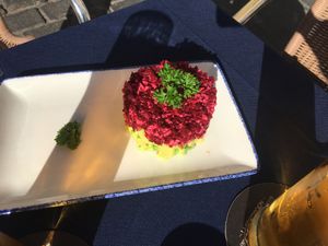 Avocado, beetroot and tofu   at La Hierba Luisa Cocina de la Huerta in Gran Canaria