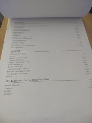 Drinks menu. Also have wine at La Hierba Luisa Cocina de la Huerta in Gran Canaria