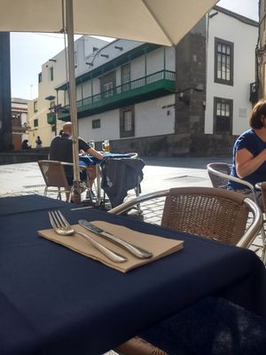 Outside seating area at La Hierba Luisa Cocina de la Huerta in Gran Canaria