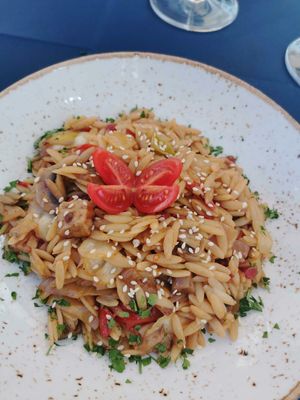 Orzo & tempeh at La Hierba Luisa Cocina de la Huerta in Gran Canaria