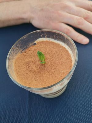 Coconut tiramisu at La Hierba Luisa Cocina de la Huerta in Gran Canaria