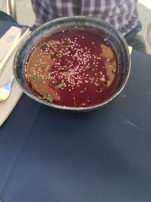 Purple Carrot Soup at La Hierba Luisa Cocina de la Huerta in Gran Canaria