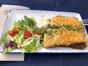 Eggplant moussaka at La Hierba Luisa Cocina de la Huerta in Gran Canaria