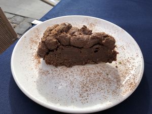 Chocolate cake at La Hierba Luisa Cocina de la Huerta in Gran Canaria