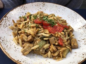 Tempeh orzo at La Hierba Luisa Cocina de la Huerta in Gran Canaria