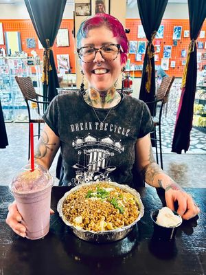 Large Nacho Supreme & Tunda (cheesecake) milkshake   at Jikoni Cafe at The House of Consciousness in Norfolk