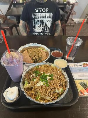 Large Nacho Supreme, Tunda (cheesecake) Milkshake & Jikoni Kush Pocket w/ Rasta Sauce   at Jikoni Cafe at The House of Consciousness in Norfolk