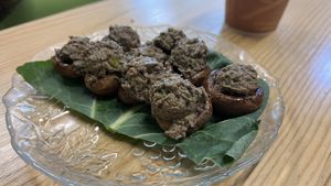 Stuffed mushrooms - YUM!  at Raw Fresno in Fresno