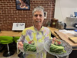 Chef Naomi with order at Raw Fresno in Fresno