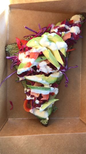 Vegi pizza with avo at Raw Fresno in Fresno