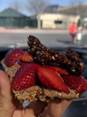 Bucky Brownie open faced at Raw Fresno in Fresno