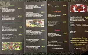 The food menu at Raw Fresno in Fresno