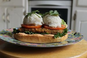 torta de milanesa at Veggies Are Us in Tijuana