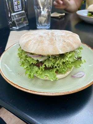 White BBQ rodeo burger  at My Heart Beats Vegan in Karlsruhe