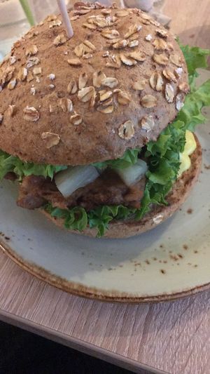 curry burger  at My Heart Beats Vegan in Karlsruhe