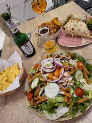 Greek salad and burritos at My Heart Beats Vegan in Karlsruhe