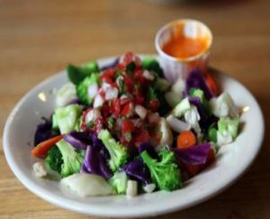 steamed veggies, rice, and beans: a medley of fresh veggies on a bed of pinto beans and brown rice, topped with pico de gallo at Laughing Planet Cafe - Belmont in Portland
