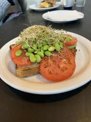 Edamame avocado toast  at Democracy* in Hamilton