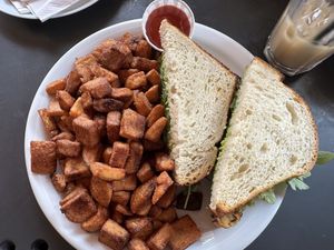 Avocado BLT with home fries   at Democracy* in Hamilton