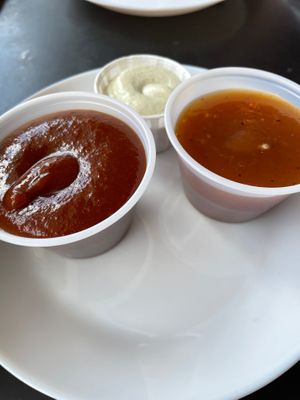 Bbq sauce & Apple Garlic sauce at Democracy* in Hamilton