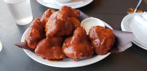 Kid's portion of BBQ cauliflower wings with cashew creme dip. at Democracy* in Hamilton