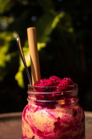 golden dragon smoothie. vegan option at Elephant Cafe in Ubud