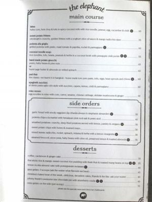 menu page 6 at Elephant Cafe in Ubud