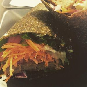 My boyfriend's tortilla wrap with veggie meat =) at Venjoy in Cologne