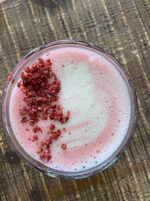 Pink latte with beetroot and maca   at Fern & Fika in Stockholm