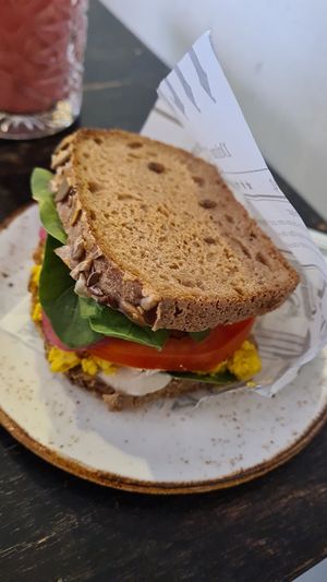 Sandwich with scrambled tofu at Fern & Fika in Stockholm