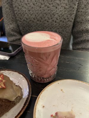 Pink latte  at Fern & Fika in Stockholm