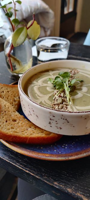 Leek- and potato soup. Gluten-free. at Fern & Fika in Stockholm