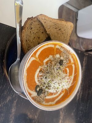 Tomato soup  at Fern & Fika in Stockholm