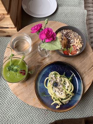 Smoothie bowl, avo toast and green smoothie  at Fern & Fika in Stockholm