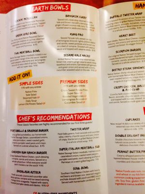 Menu part 2 at Native Foods Cafe in Falls Church