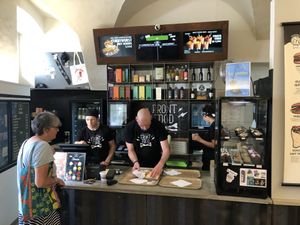 Friendly staff, semi open kitchen (which is always a good sign)  at Front Food in Linz