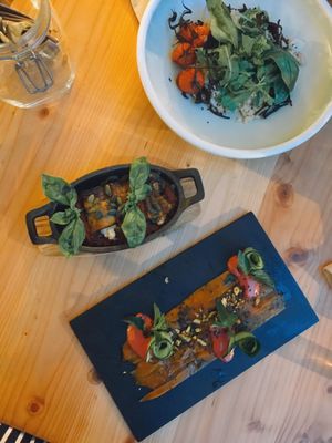 Aubergine lasagne with vegan ricotta, smoked salmon and romanesco risotto at GYS - Voorstraat in Utrecht
