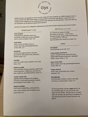 Menu as of April 2023  at GYS - Voorstraat in Utrecht